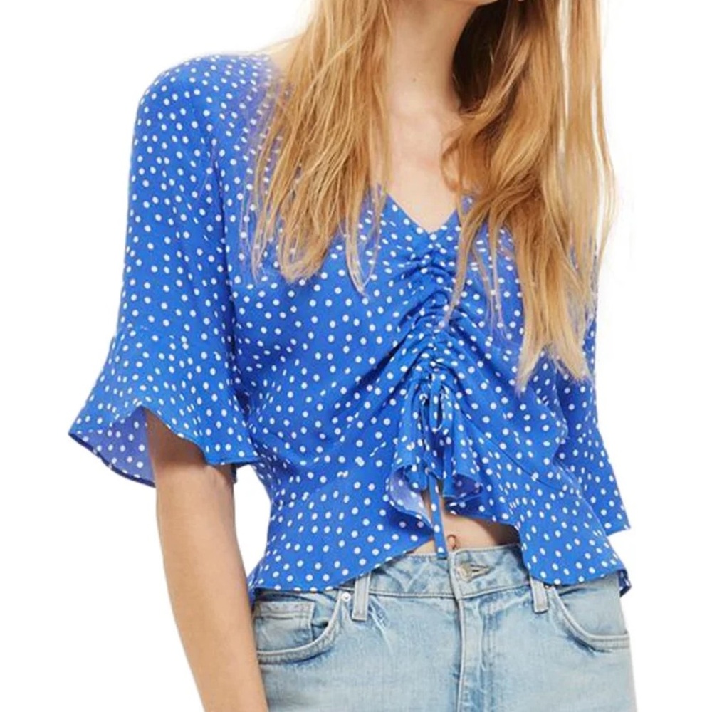Topshop Ruby Polka Dot Ruched Front Top